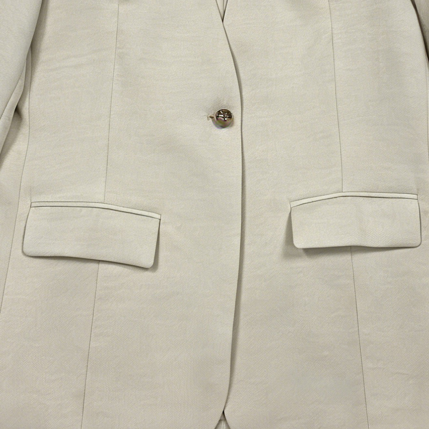 Minimalist Collarless Blazer, Sophisticated Tailored Jacket C-38668