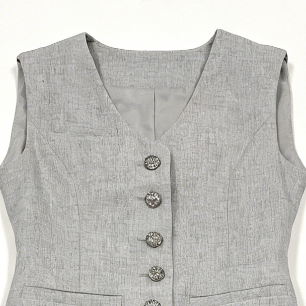 Light Grey Linen Blend Sleeveless Vest Wide Leg Pants Set - Office Two Piece Outfit C-41318+C-41319