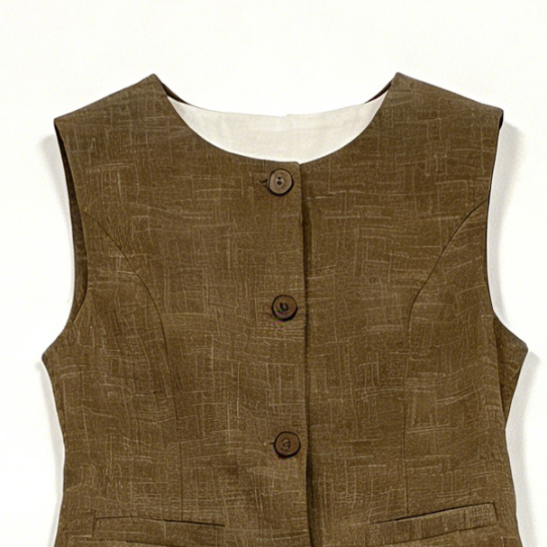 Brown Linen-Blend Sleeveless Vest Wide Leg Pants Set - Two Piece Outfit 
