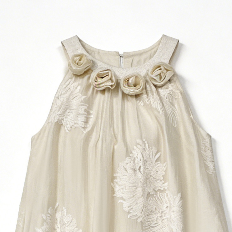 White Floral Embroidered Halter Neck Maxi Dress - Boho Vacation Dress W-40377