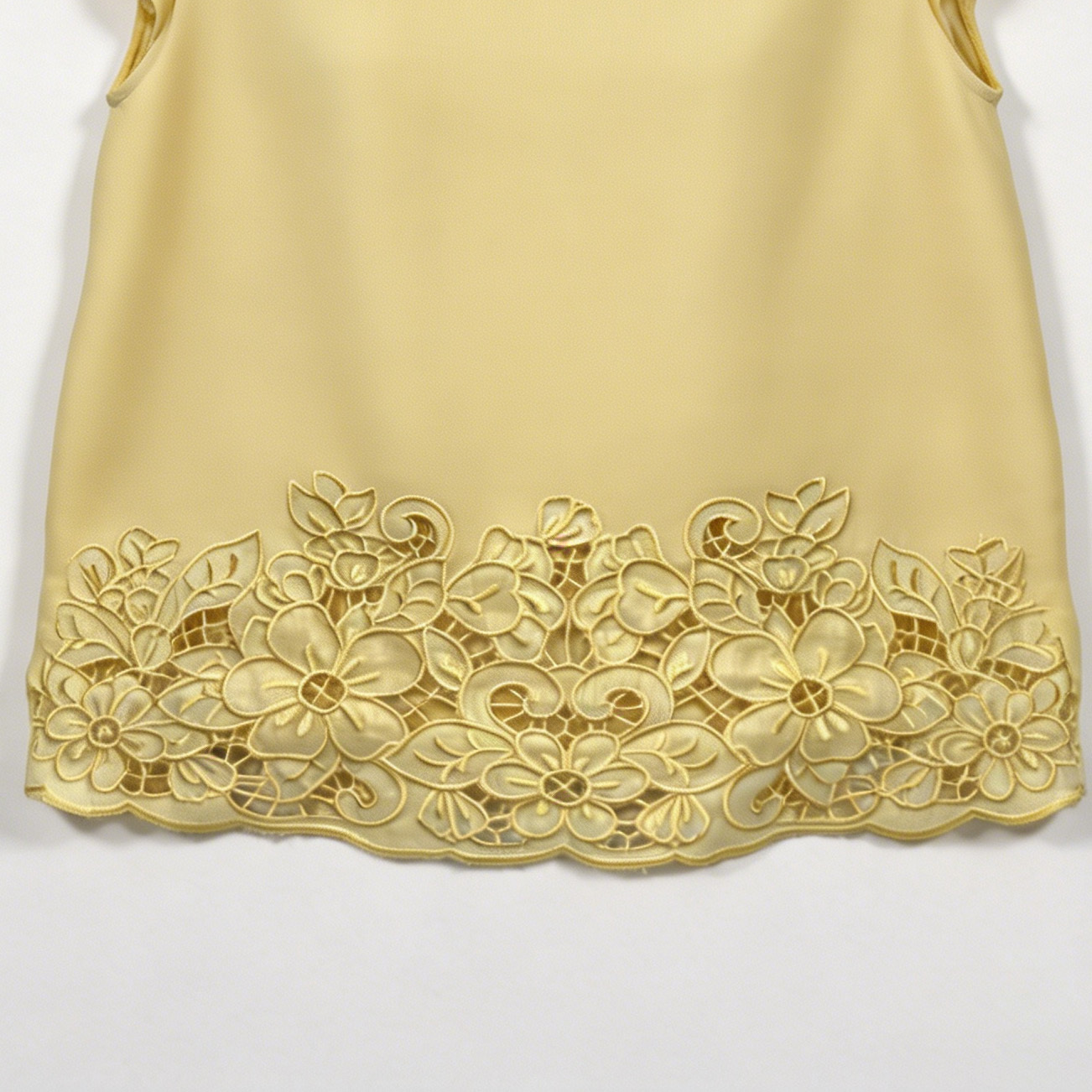 Premium Cut-out Embroidery Linen Top, Elegant Summer Resort Wear A-42591