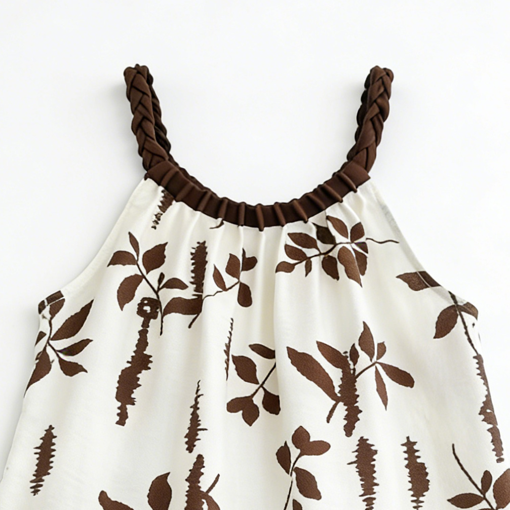 holesale Casual Print Two-Piece Set Sleeveless Top and Drawstring Wide-Leg Pants A-42002+A-42003