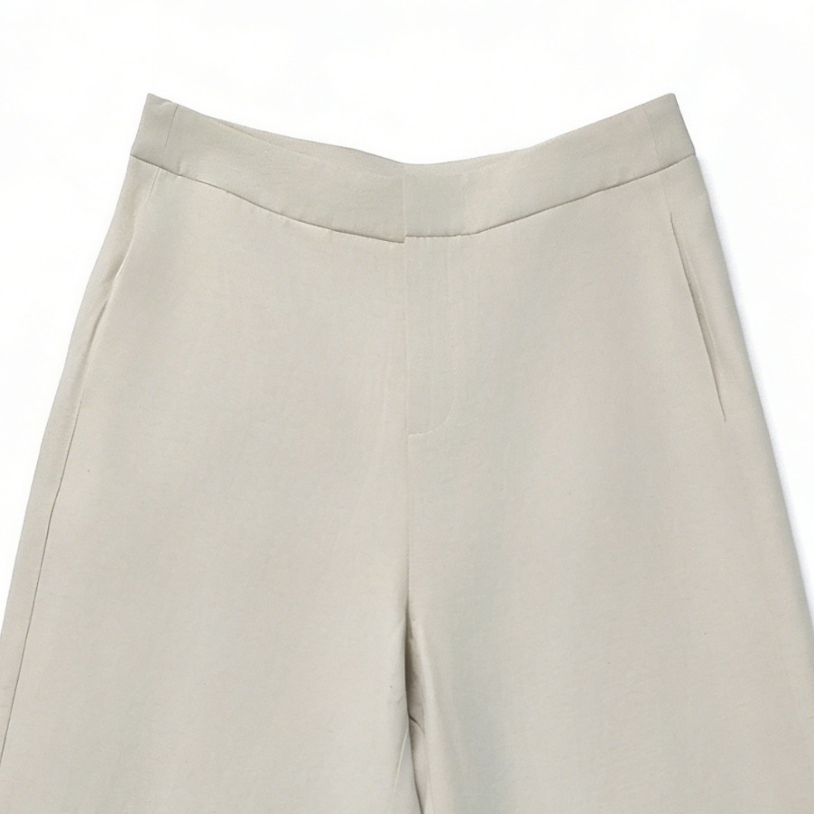 Women's Off-White Wide-Leg Trousers: Casual Chic High-Rise Pants A-50963