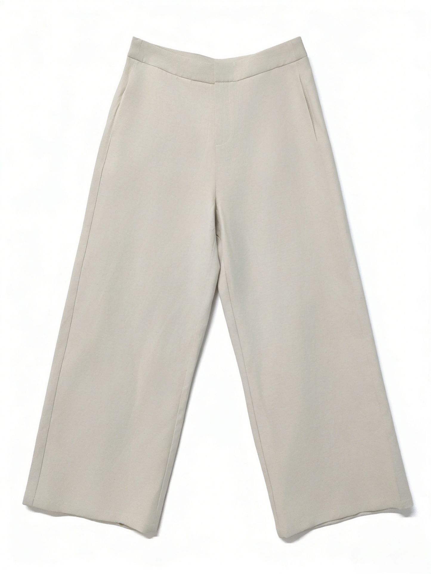 Women's Off-White Wide-Leg Trousers: Casual Chic High-Rise Pants A-50963
