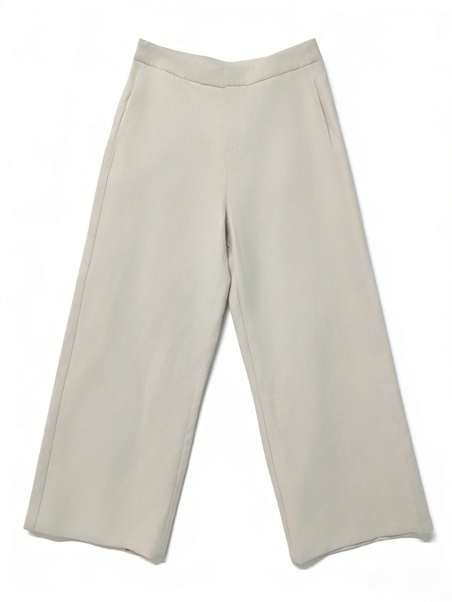 Women's Off-White Wide-Leg Trousers: Casual Chic High-Rise Pants A-50963