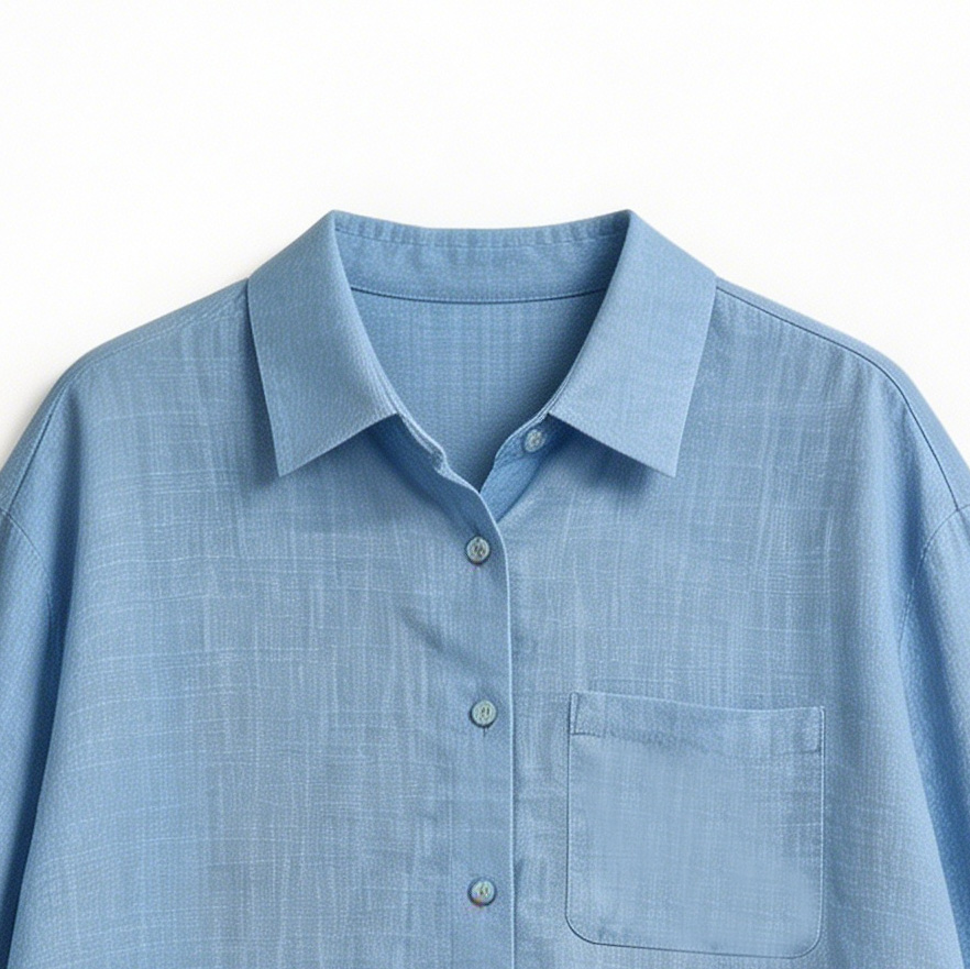 Relaxed Fit Sky Blue Linen Shirt C-42178