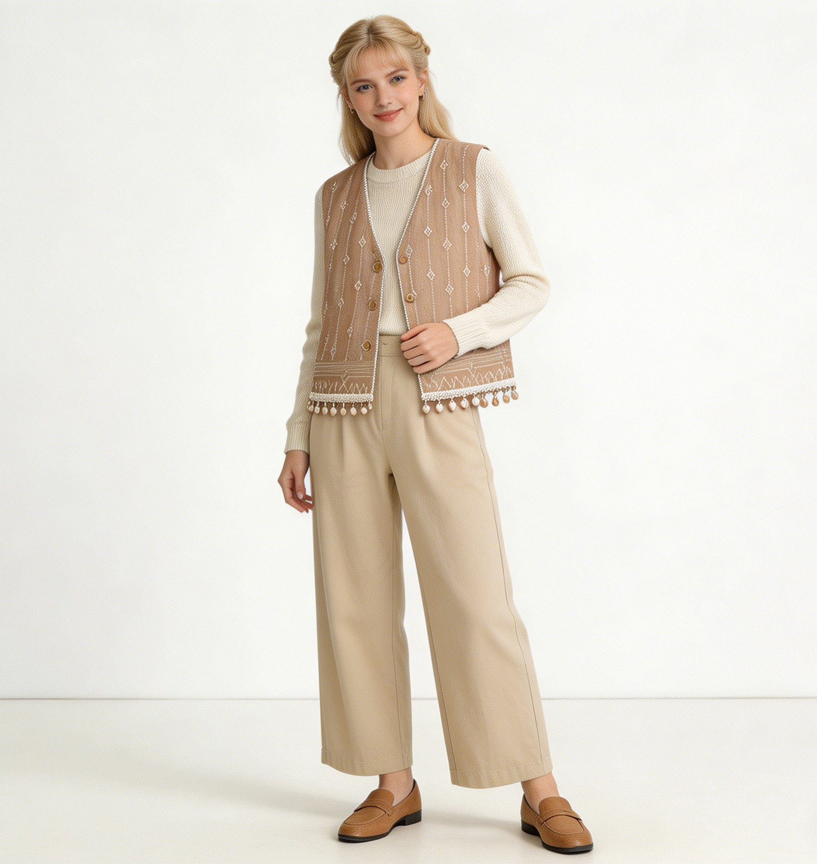 Bohemian Crochet Trim Vest – Embroidered Sleeveless Festival Top D-41224