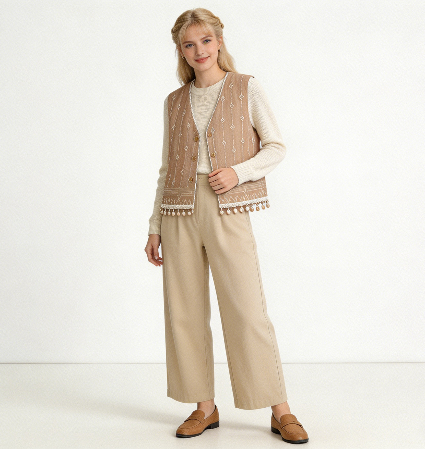 Bohemian Crochet Trim Vest – Embroidered Sleeveless Festival Top D-41224