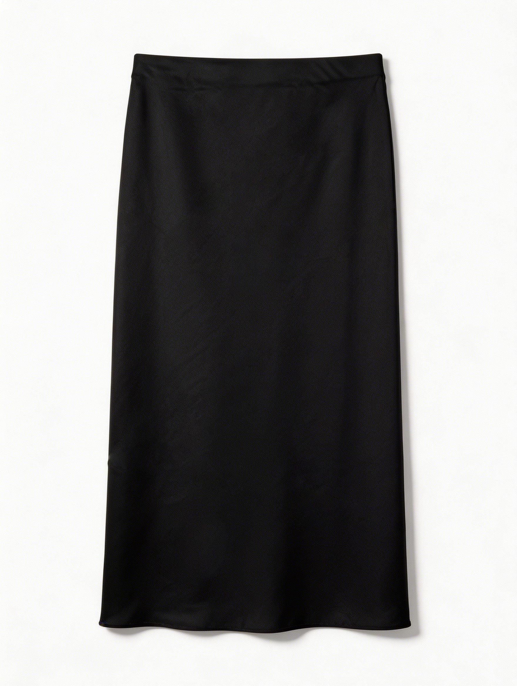 Elegant  Satin Office Skirt - Side Slit Tailored Midi Skirt  AN-710014