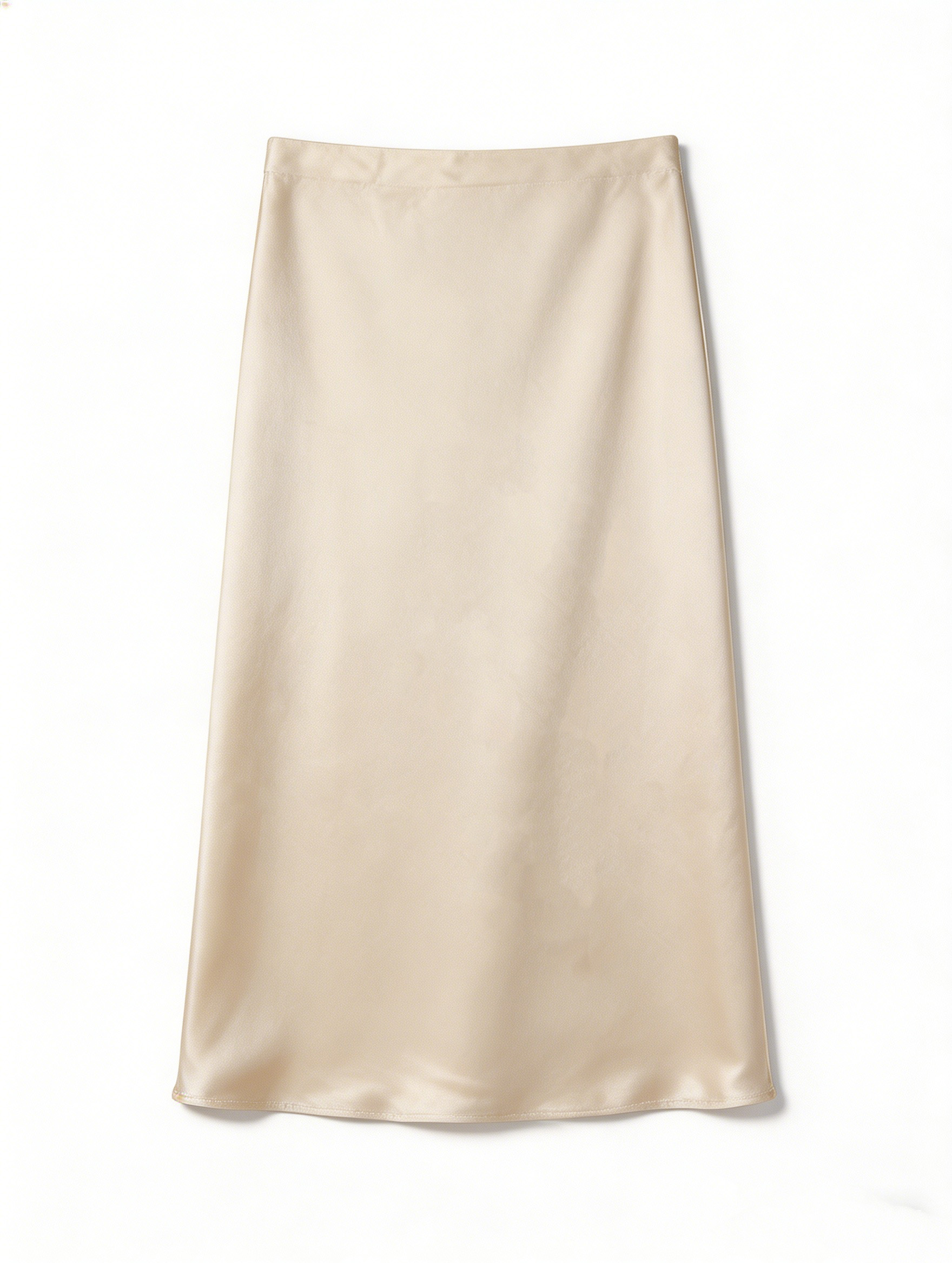 Elegant  Satin Office Skirt - Side Slit Tailored Midi Skirt  AN-710014