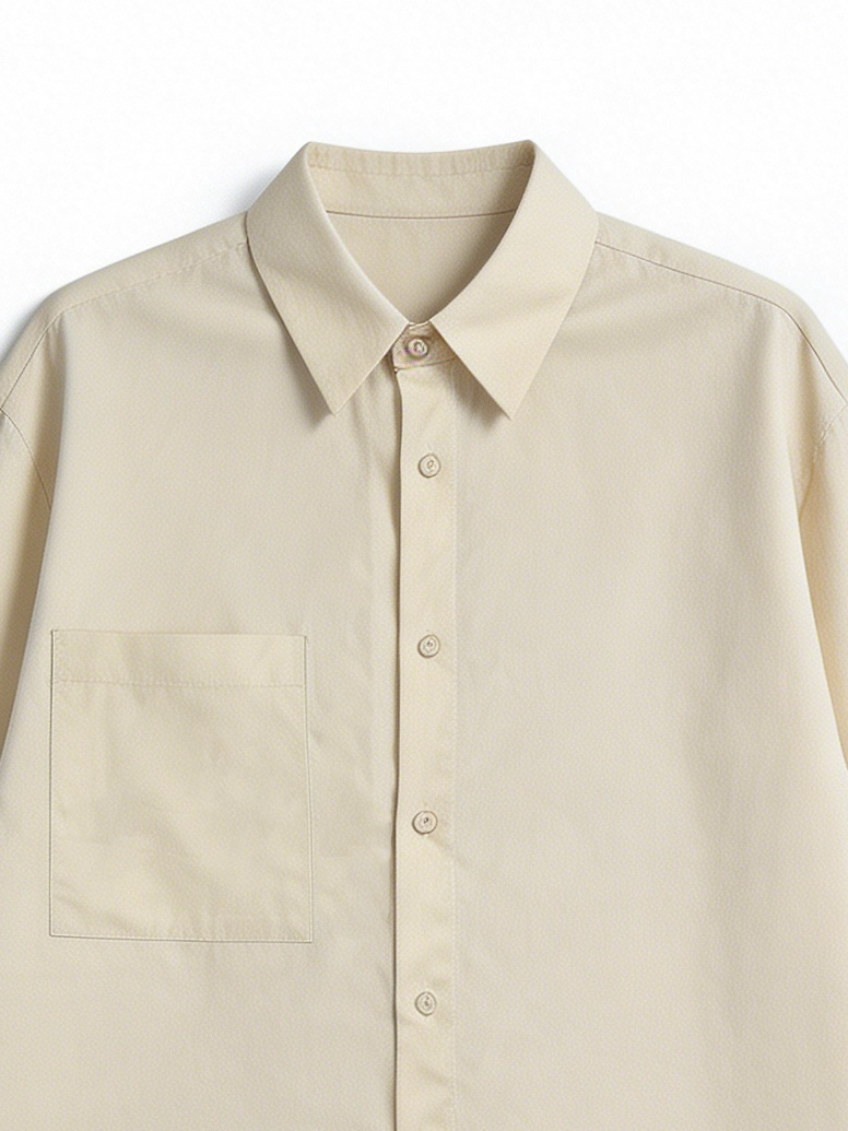 Old Money Style Beige Oversized Shirt - Long Sleeve Casual Top  S-2525