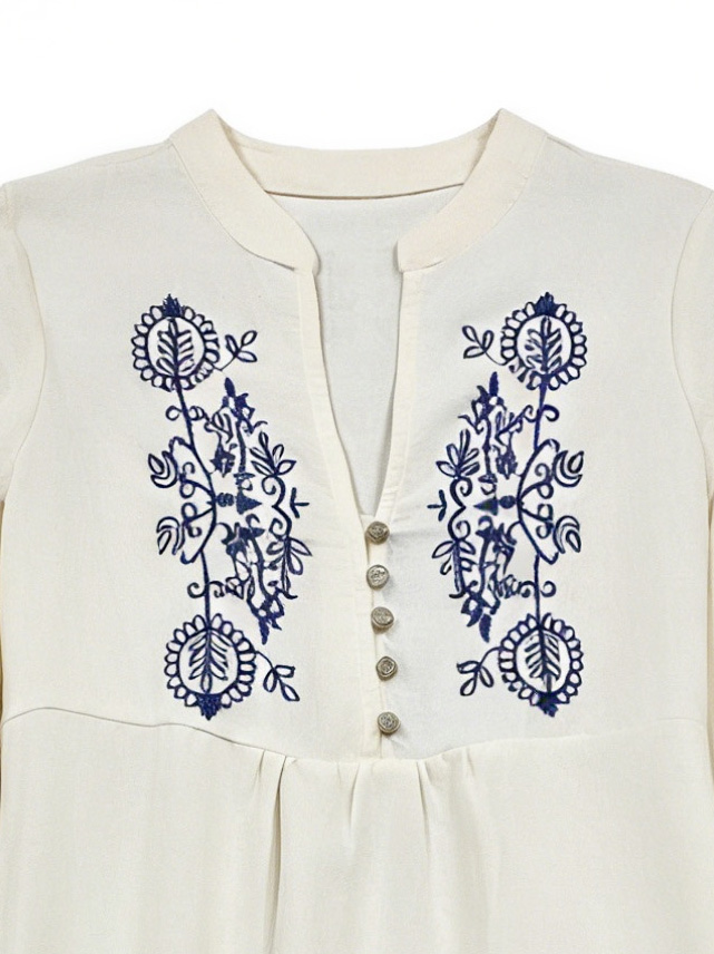 Women’s Boho Embroidered Long Sleeve A-Line Mini Dress AN-181280