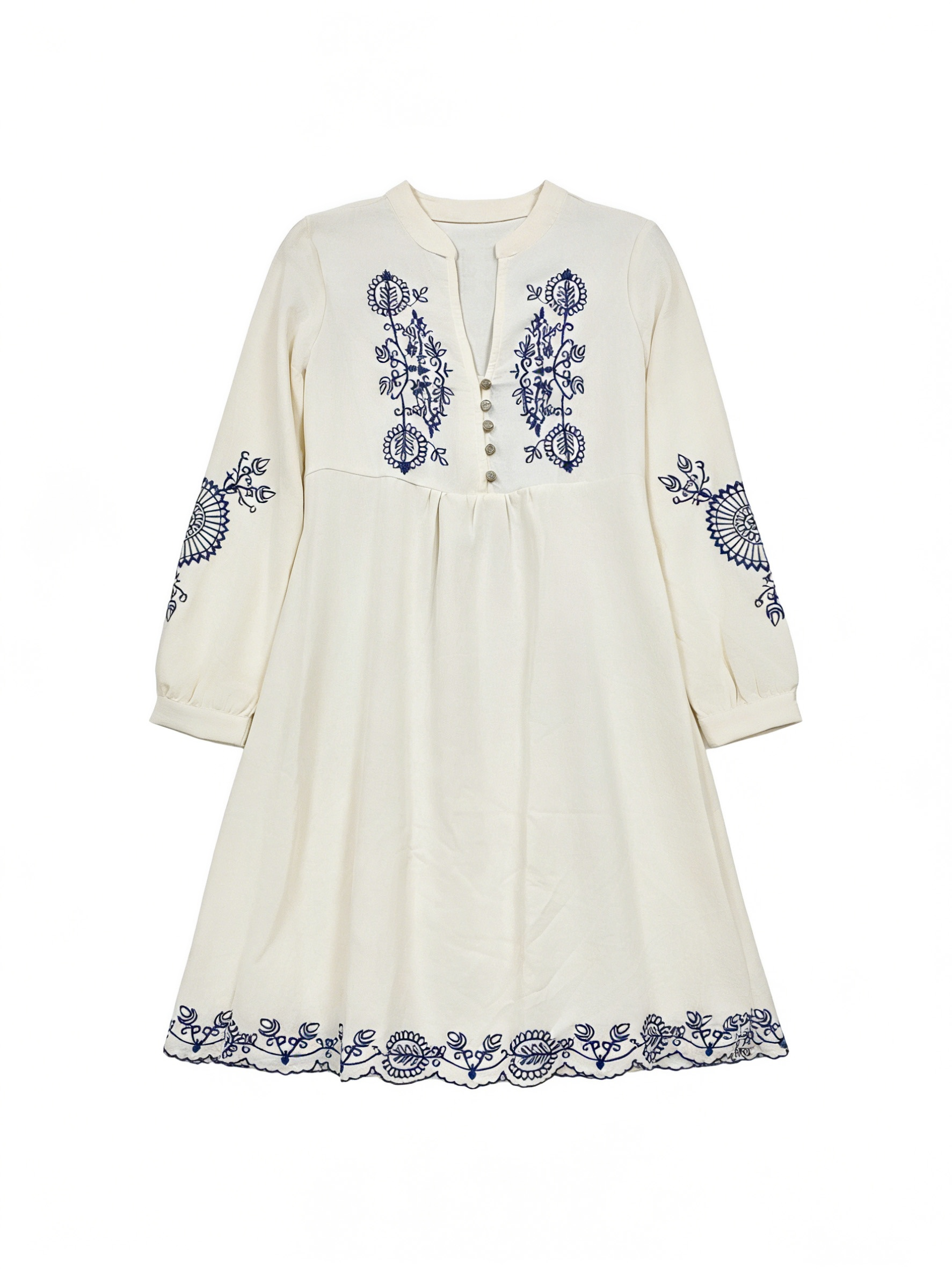 Women’s Boho Embroidered Long Sleeve A-Line Mini Dress AN-181280