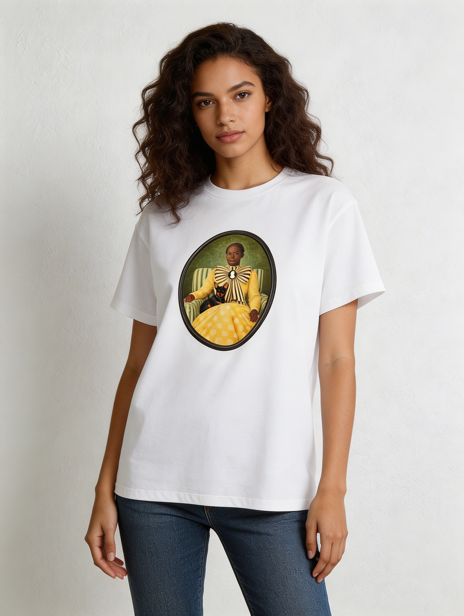 Women’s Vintage Portrait Graphic Print Casual Crew Neck T-Shirt AN-030919