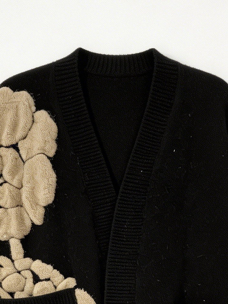 Women’s V-Neck Knit Cardigan – Oversized Button Cozy Sweater 22421074