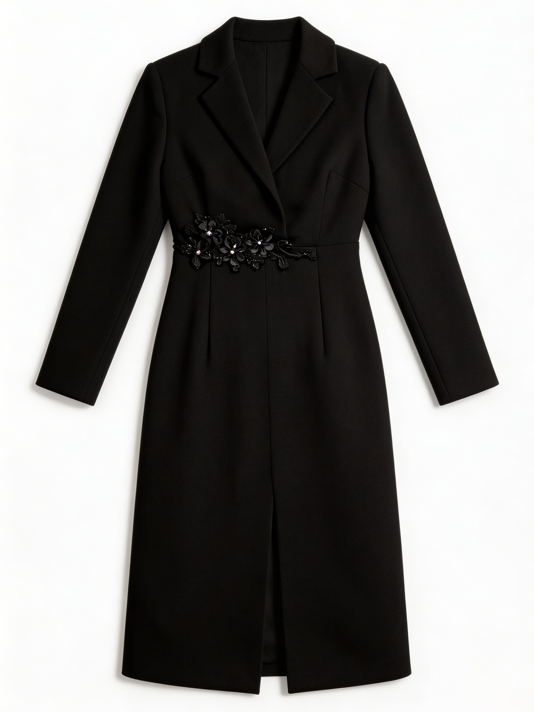 Fashion Slim Fit Midi Coat Dress Black Workwear Office Lady Suit Set C-C203752