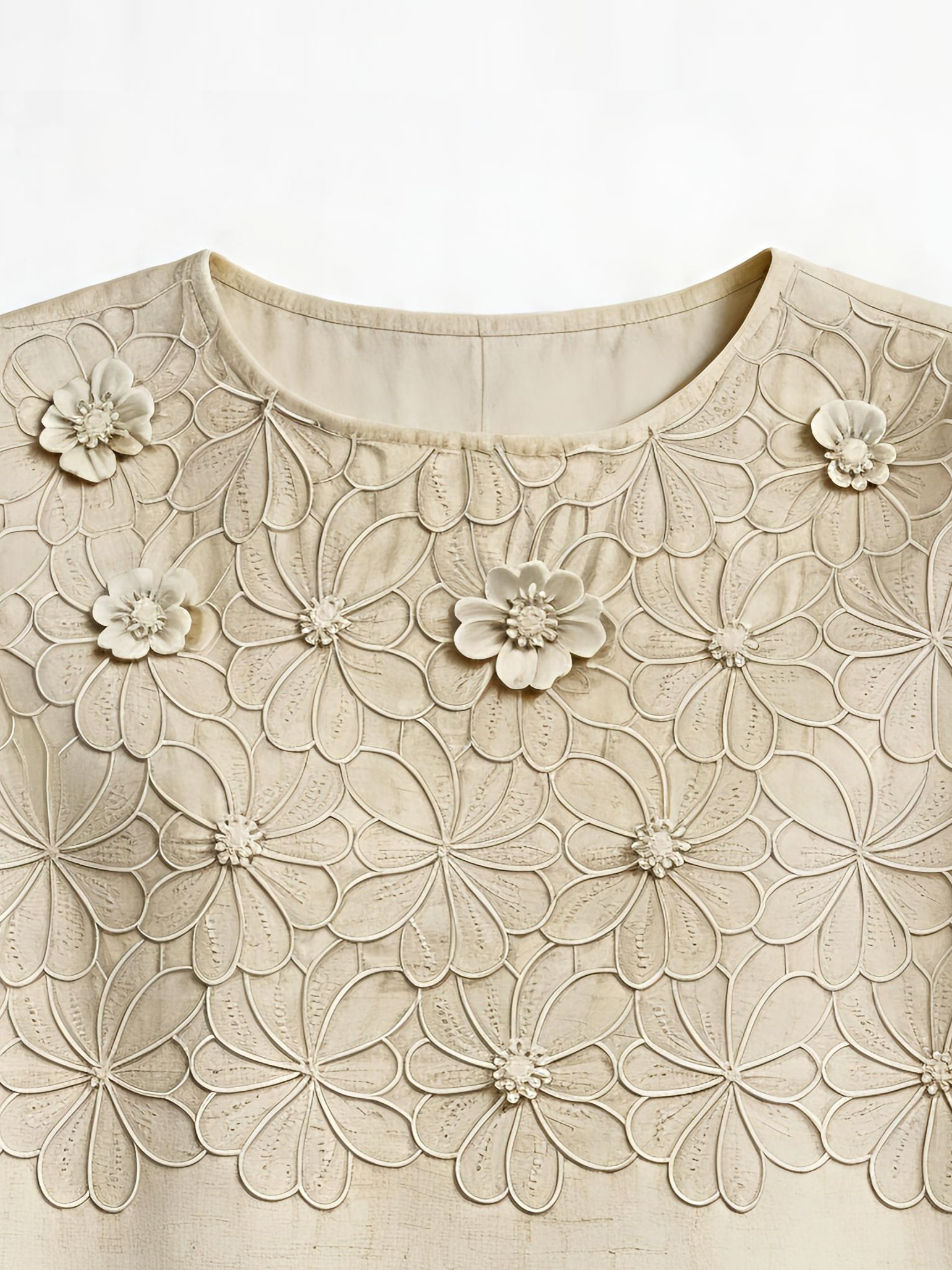 Summer Floral Embroidered Short Sleeve Top W-42661