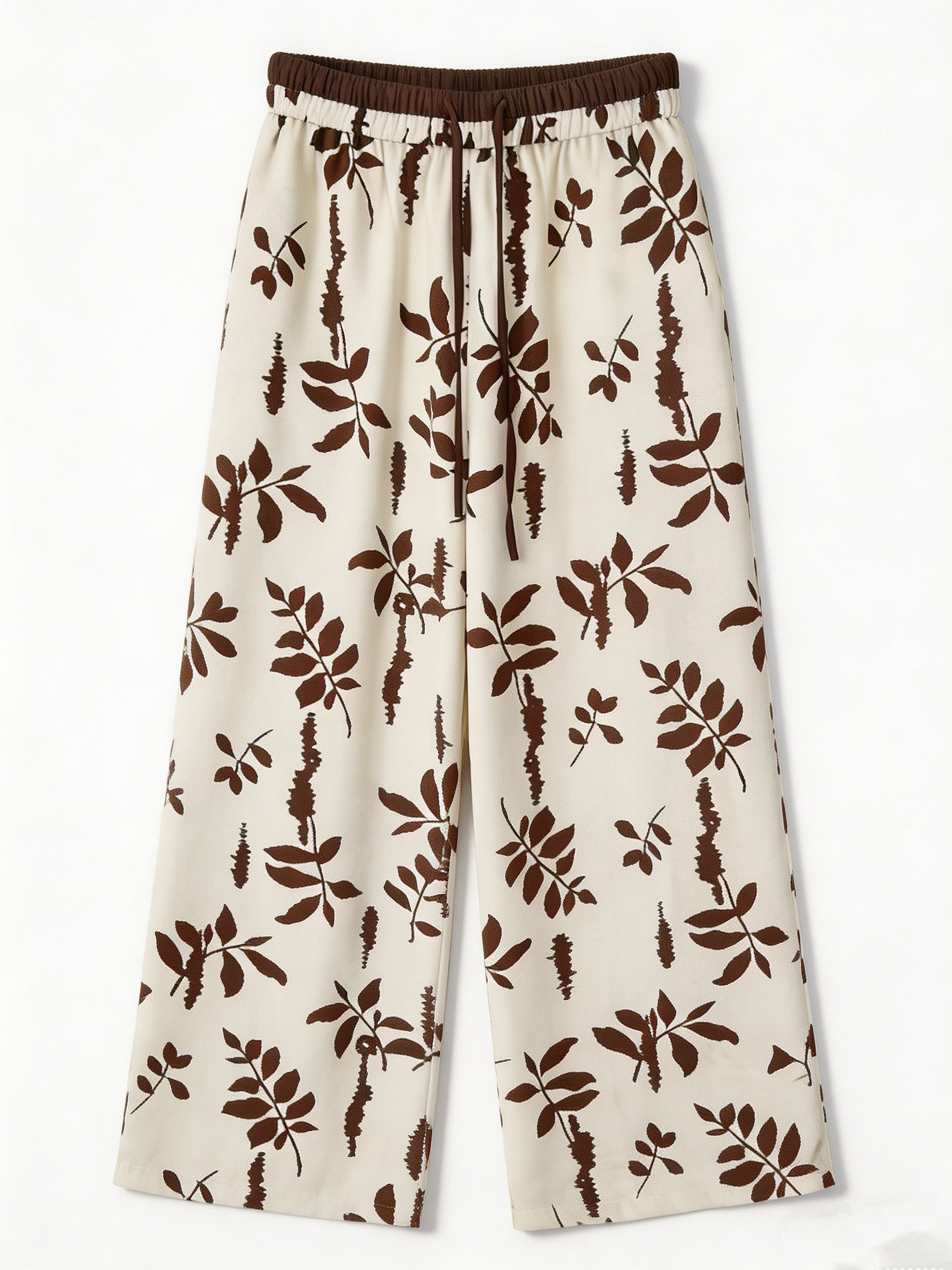 Women’s Boho Leaf Print Long Sleeve Top & Wide Leg Pants Set AN-760007+AN-760009
