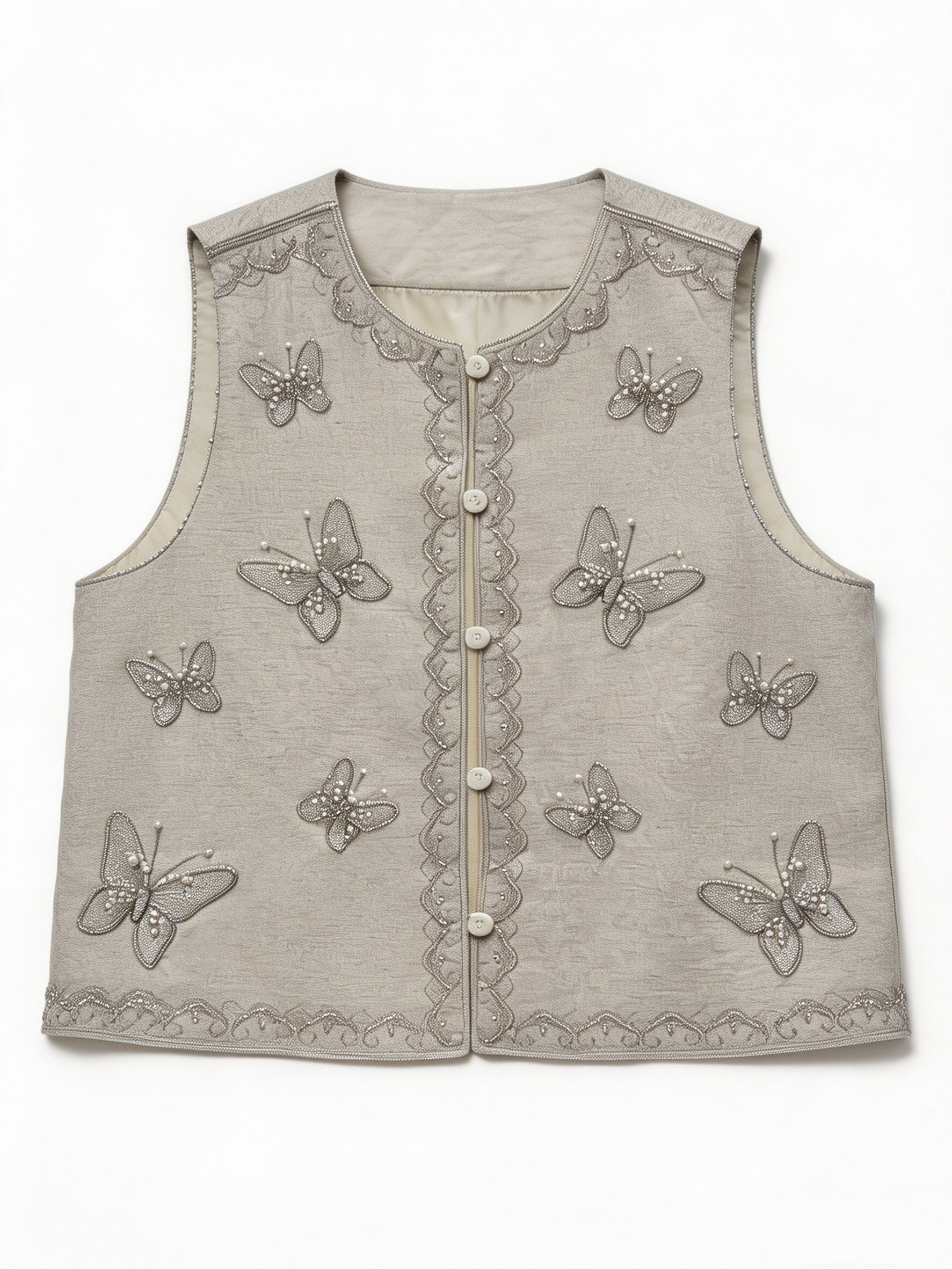 Women’s Butterfly Embroidered Quilted Vest LA-030404