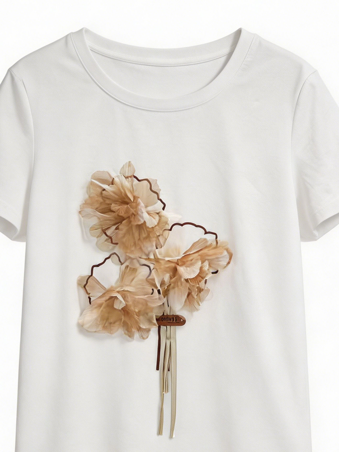 Women’s 3D Floral Applique Short Sleeve Tee M-42129-1