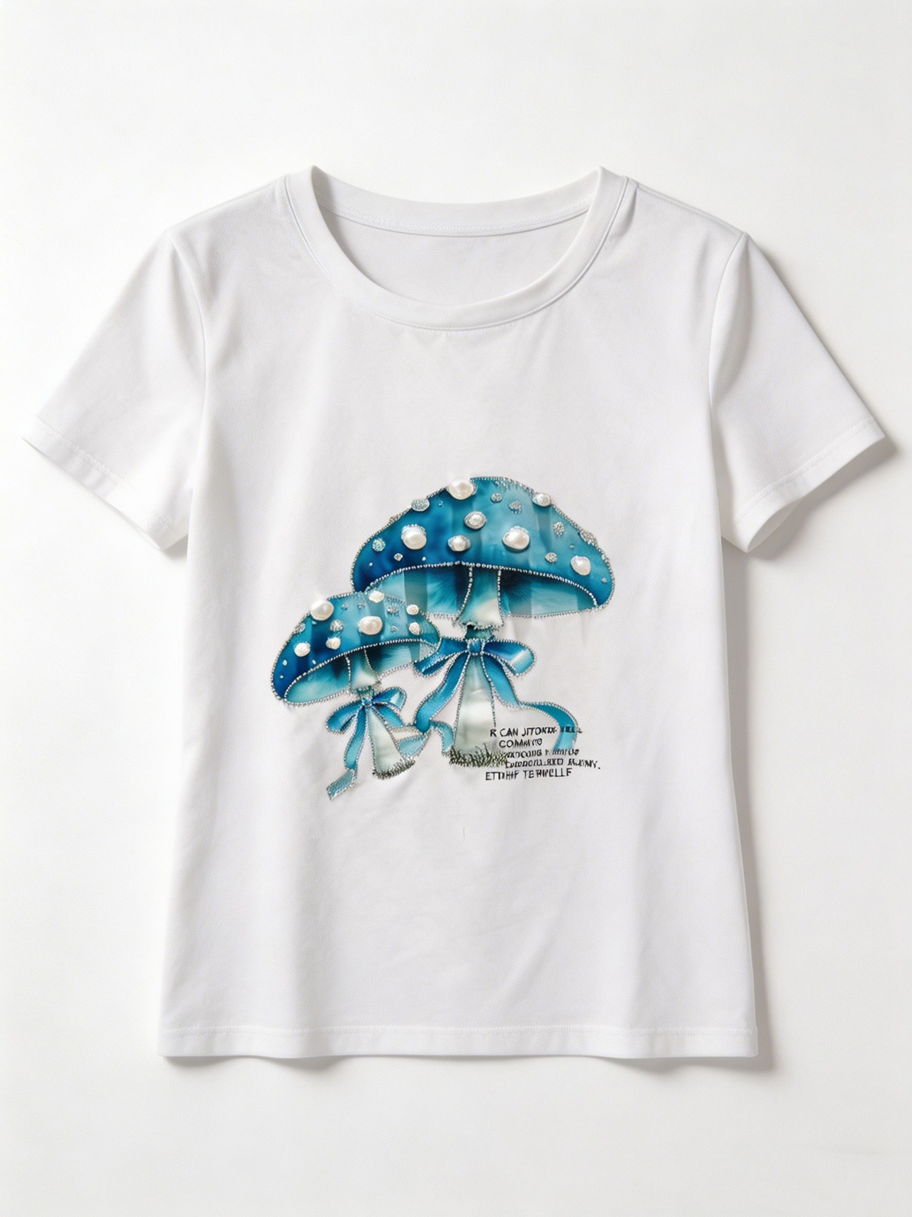 Women’s Pearl Embellished Mushroom Graphic Tee M -42129-9