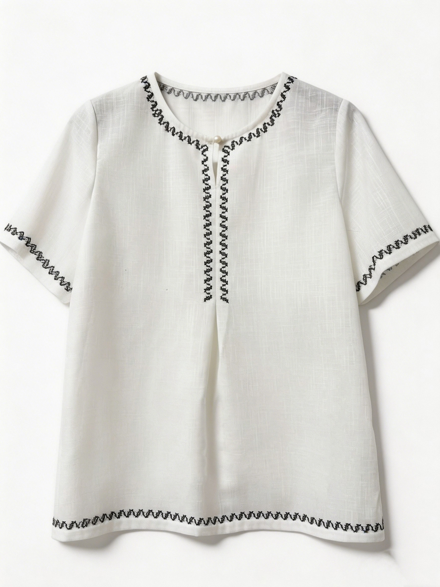 Women’s Boho Embroidered Short Sleeve Tunic Blouse D-42303