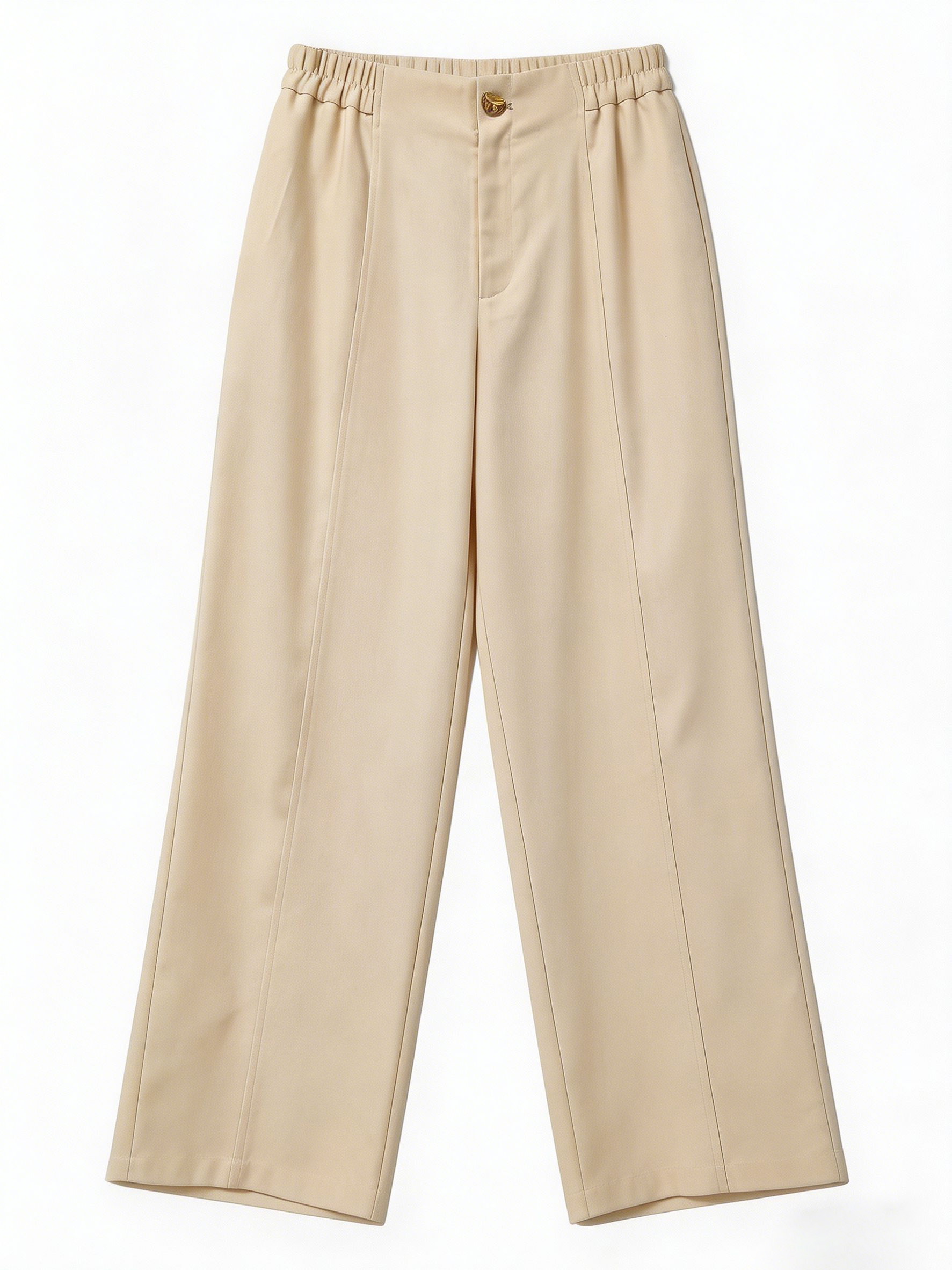 Minimalist Wide Leg Linen Blend Pants with Elastic Waist C-42201