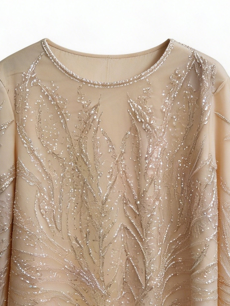 Women’s Sequin Beaded Sheer Mesh Long Sleeve Party Top LA-030406
