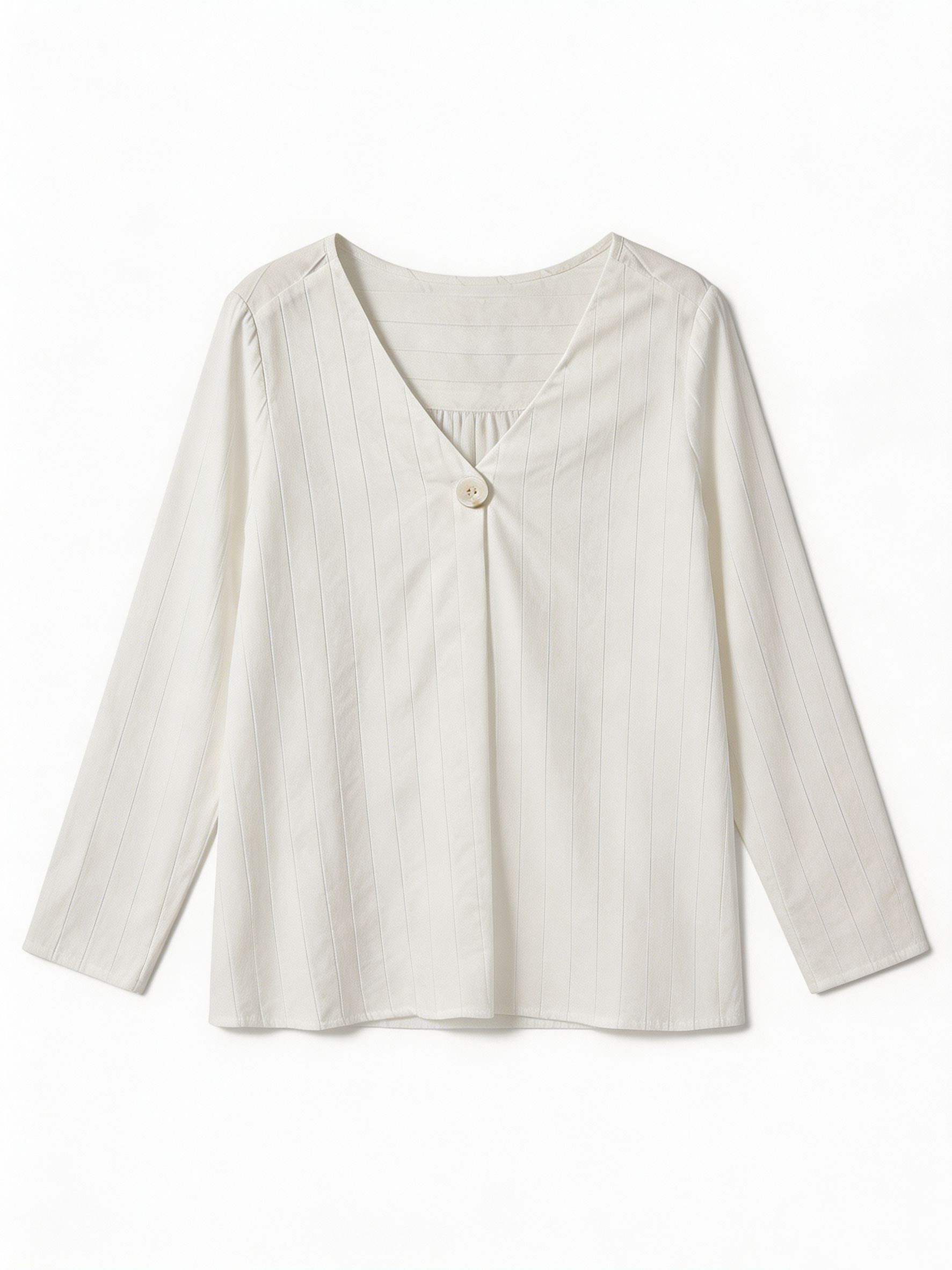 Women’s Casual Solid V Neck Loose Fit Long Sleeve Blouse M-26172