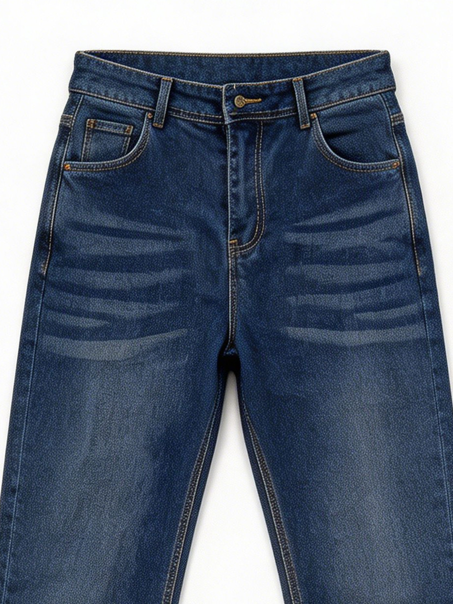 Classic Dark Blue Straight Jeans for Women Slimming High Waist Stretch Denim YZ5011