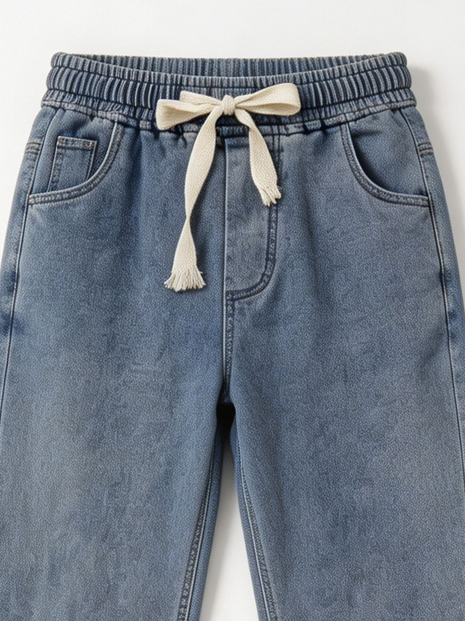 High Waist Drawstring Denim Joggers Women's Loose Fit Casual Jeans ZY5031