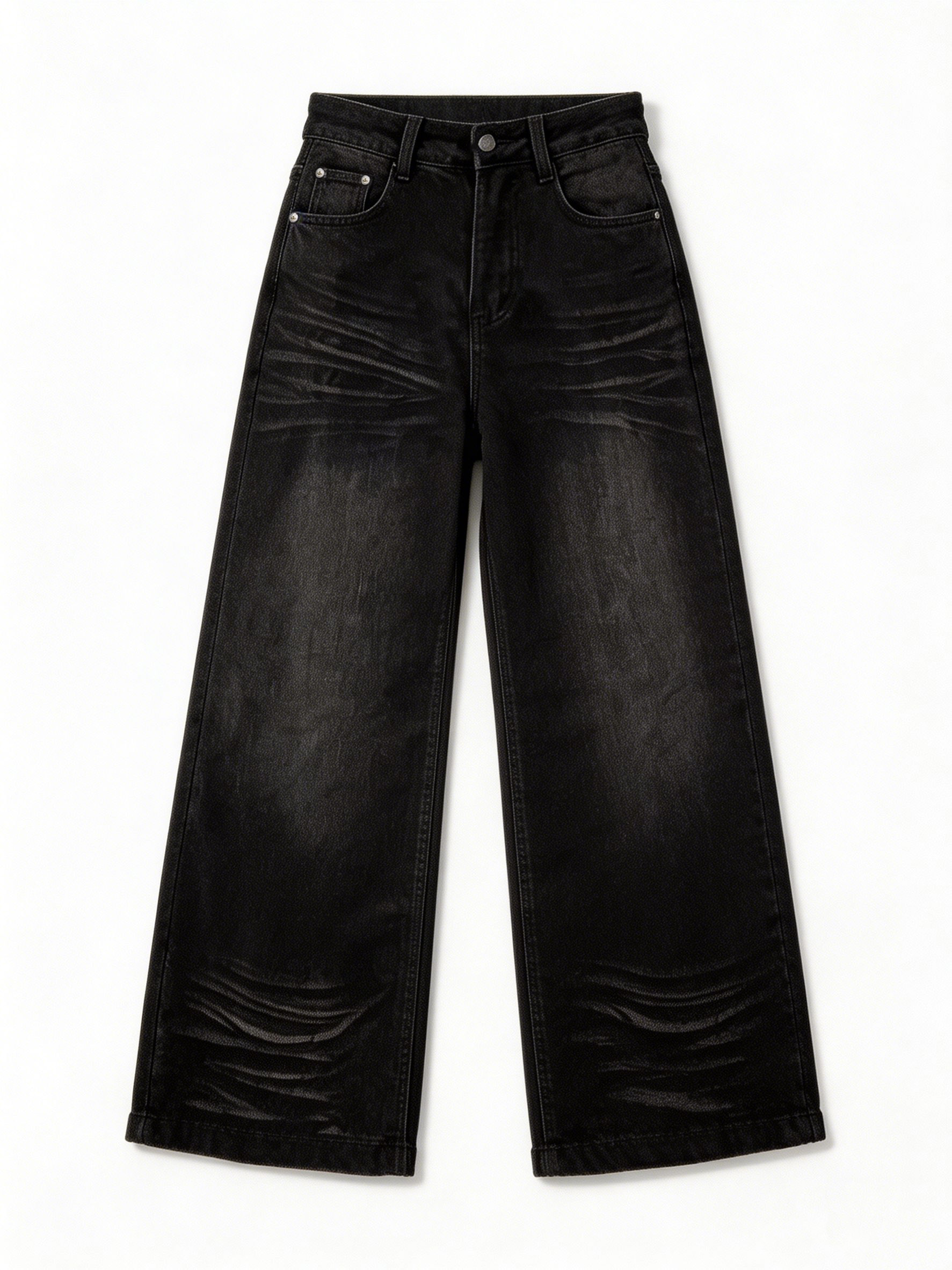 Retro 90s Style High Waist Wide Leg Jeans Washed Grey Relaxed Fit Denim ZY6022