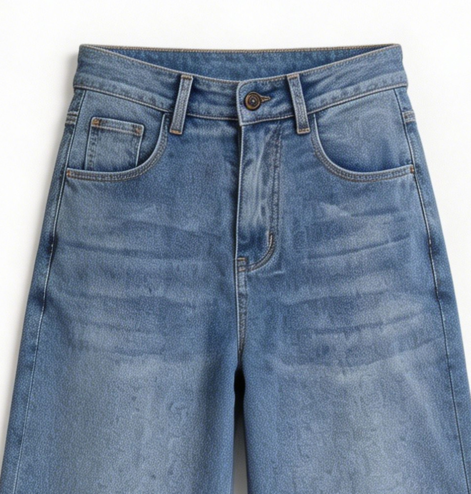 Women's High Waist Flare Denim Jeans Classic Vintage Blue Bell Bottoms ZY6028
