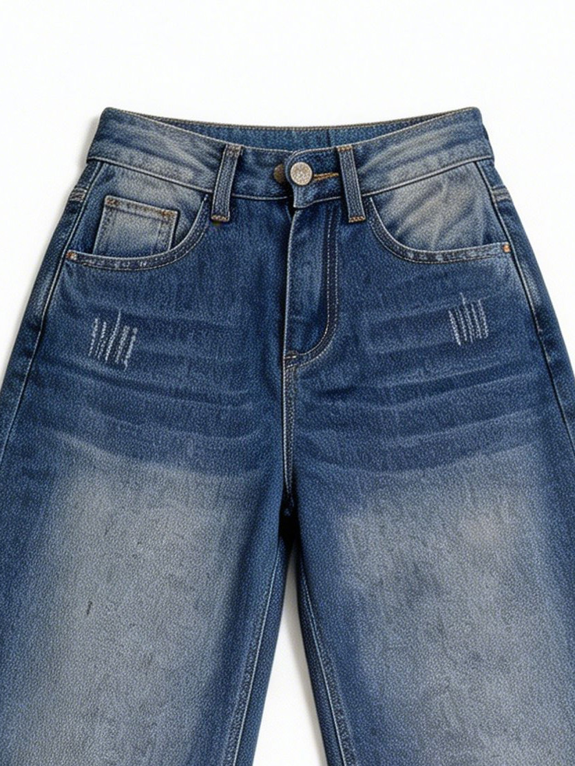 High Waist Wide Leg Frayed Hem Jeans ZY6033