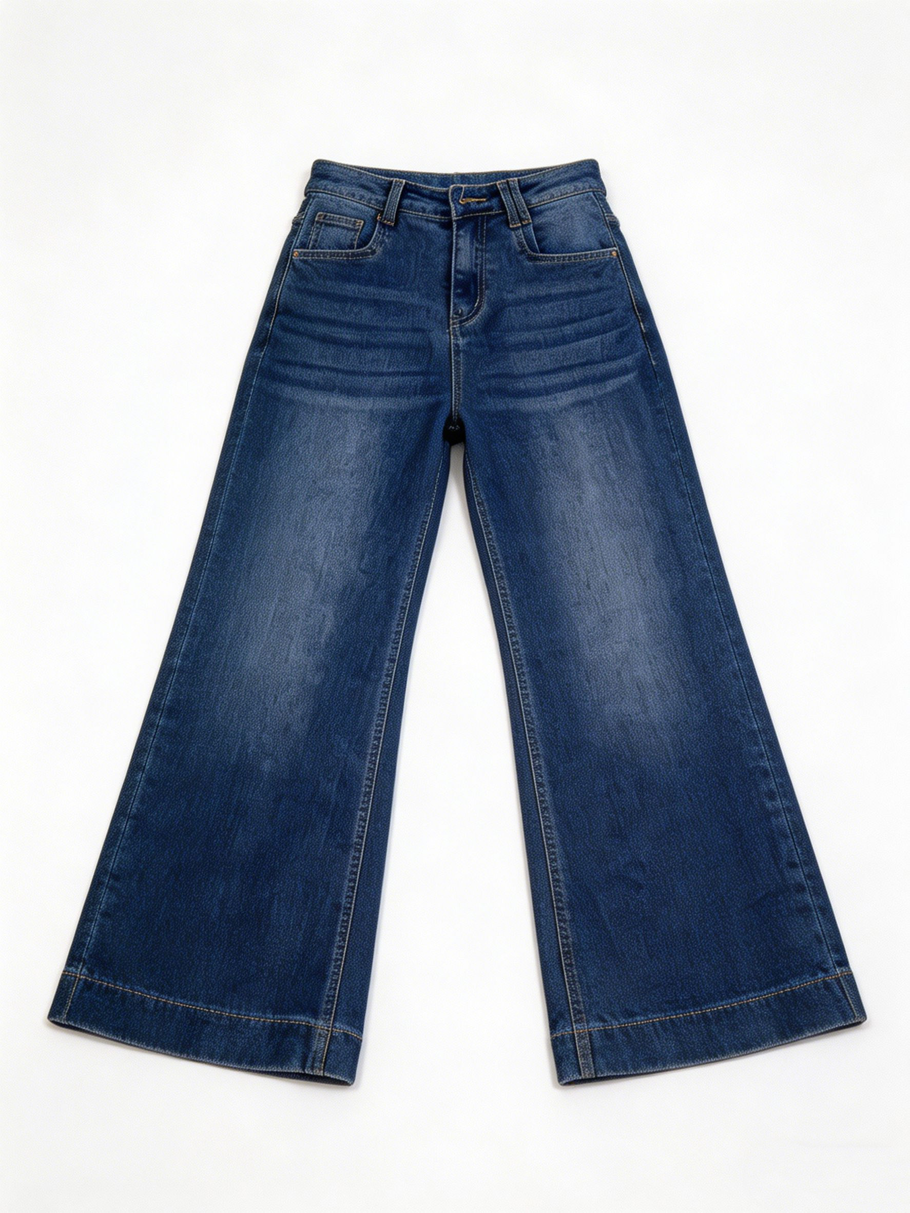 Women's Mid Wash High Waist Flare Leg Denim Pants ZY6038