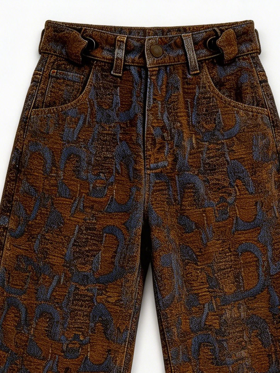 Y2K Streetwear Jacquard Pattern Straight Jeans Women Earth Tone Pants ZY6073