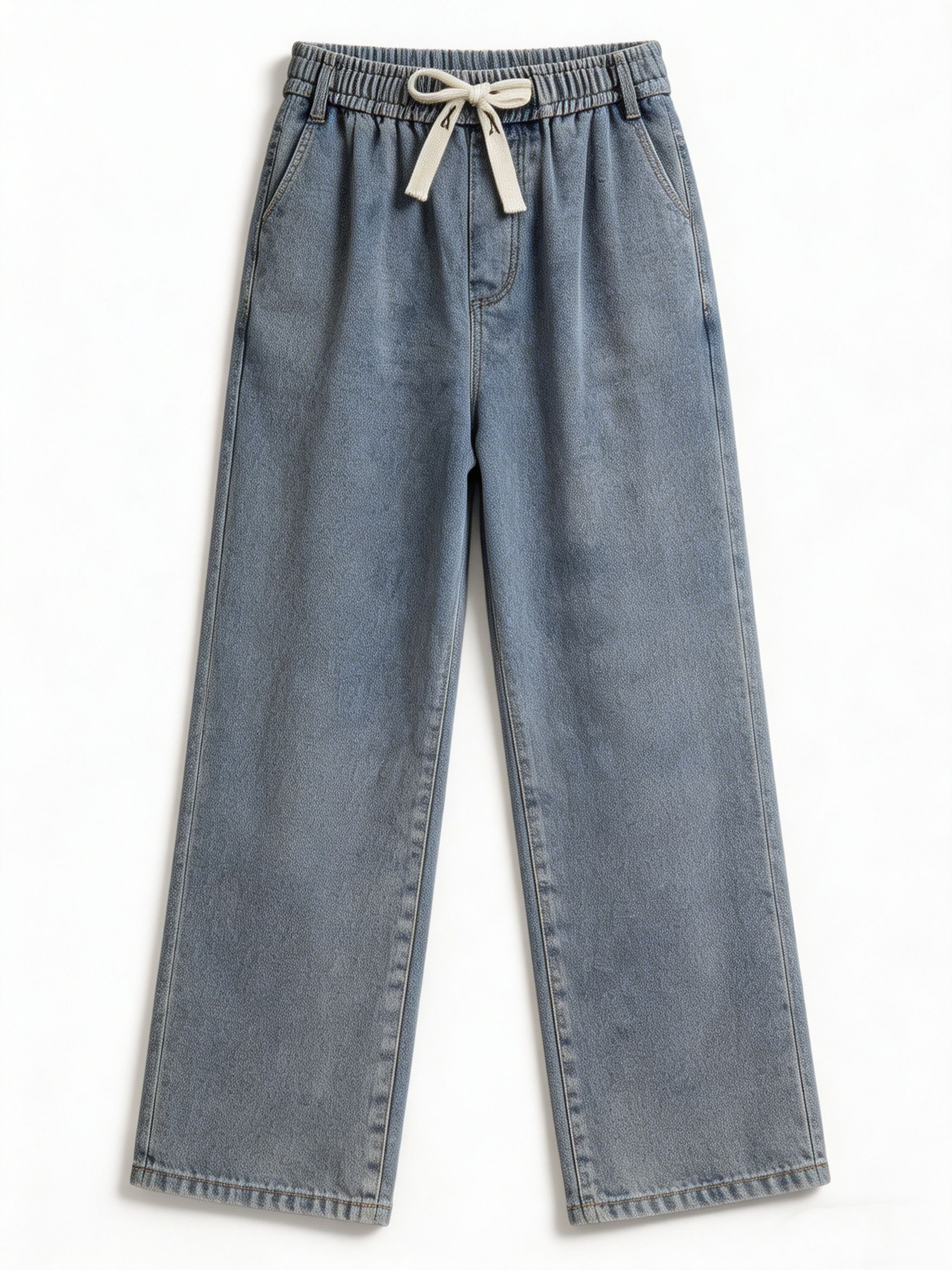 Casual Clean Wash Pull-On Elastic Waist Denim Trousers Wholesale ZY6075
