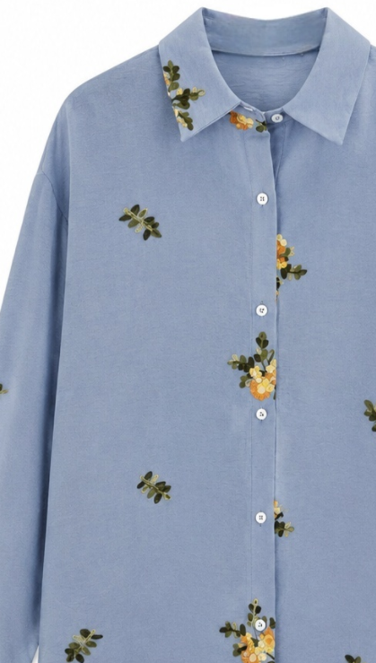 Women’s Floral Embroidered Oversized Shirt AN-620062