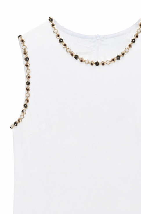 Women’s Sleeveless Top with Beaded Trim AN-680002