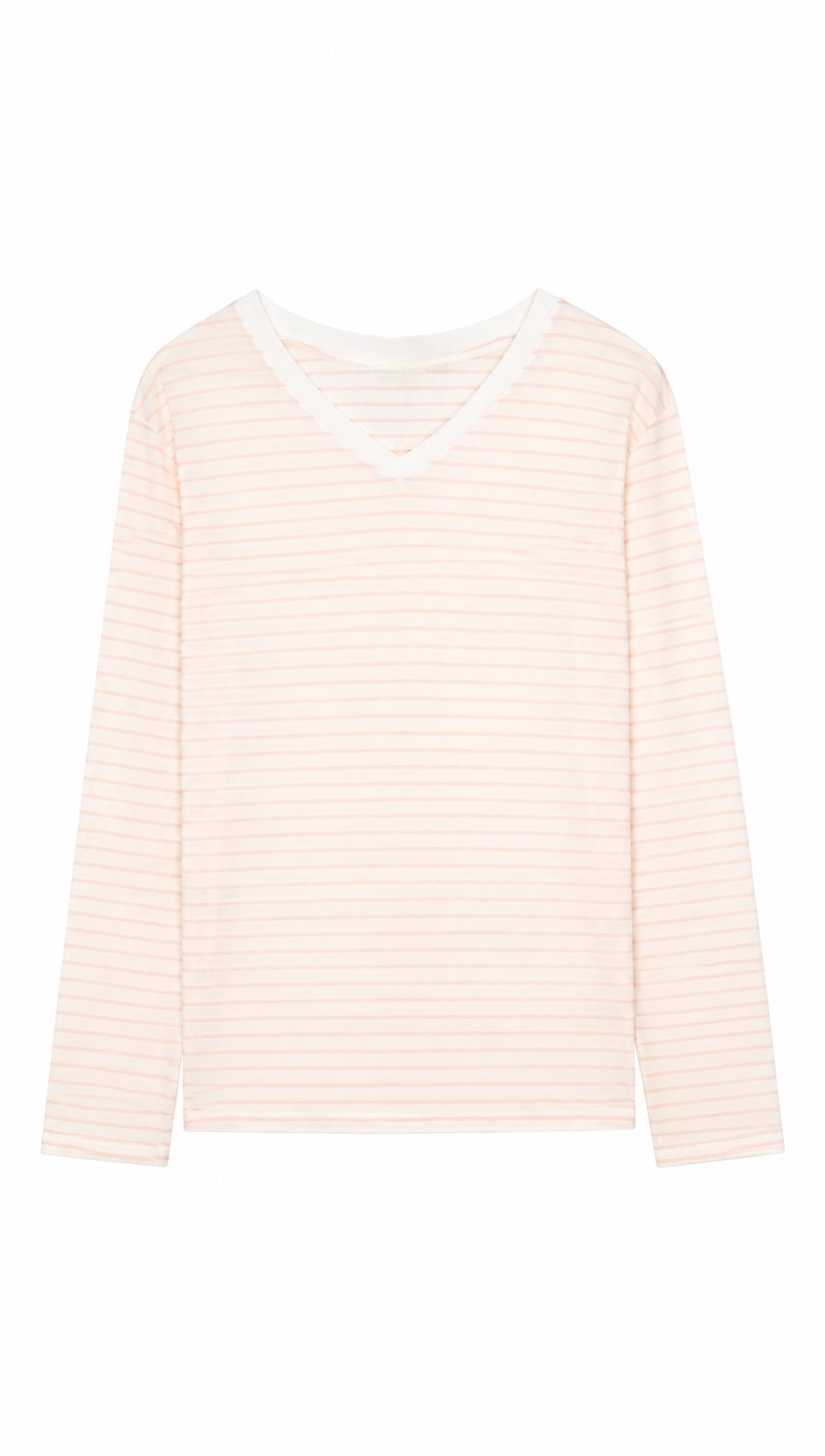 Women's Stripe V-Neck Long Sleeve T-Shirt - Soft Knit Top  AN-710004