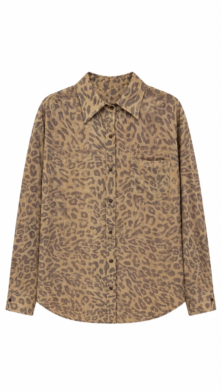 Women’s Leopard Print Oversized Button Down Shirt AN-710010