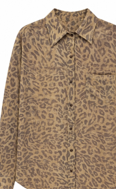 Women’s Leopard Print Oversized Button Down Shirt AN-710010
