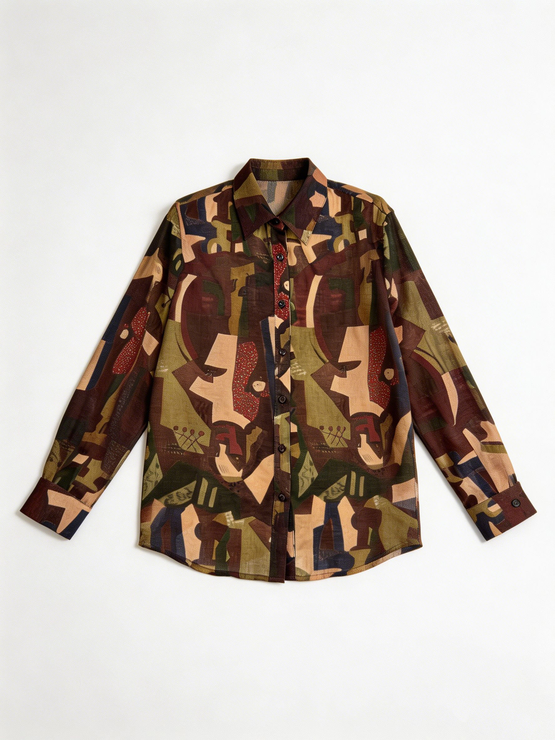Women’s Abstract Art Print Oversized Shirt A-43136