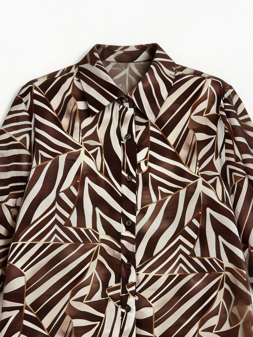 Women’s Zebra Print Long Sleeve Button Down Shirt A-43141