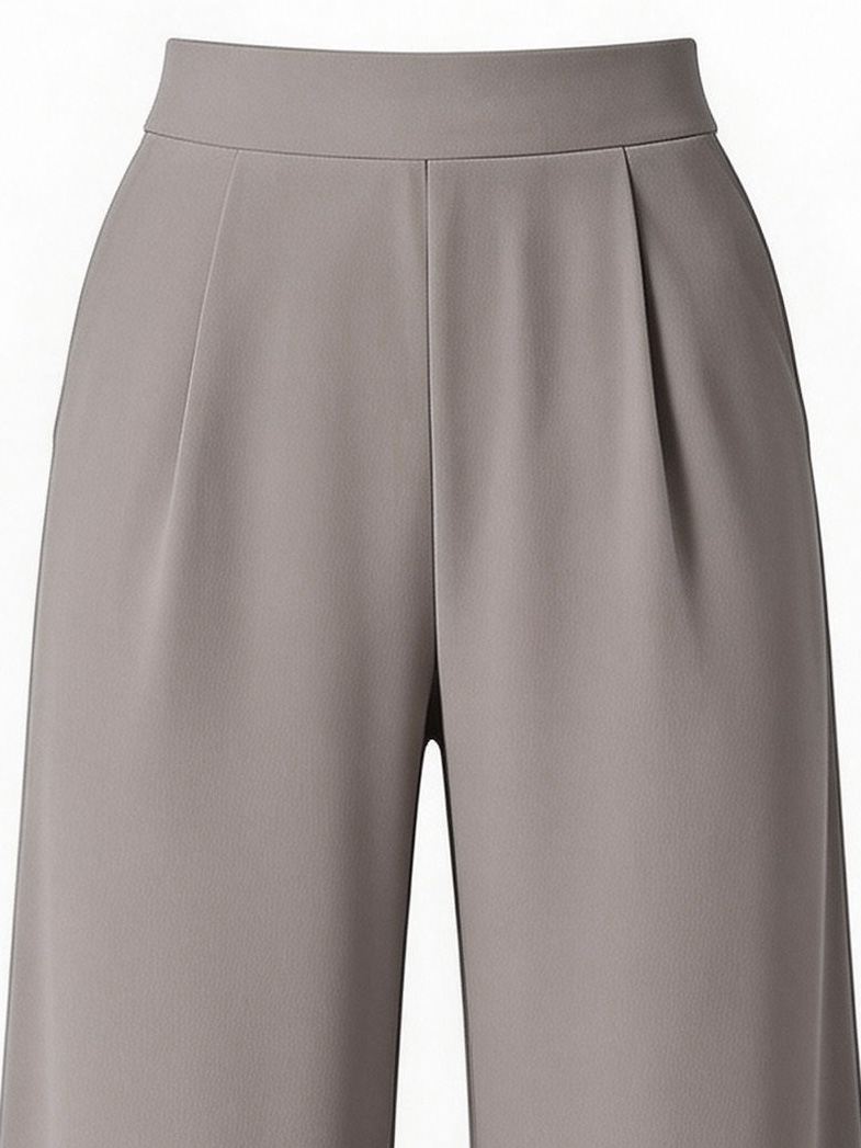 Front Pleated High Waist Taupe Wide Leg Pants - Versatile Workwear XW-26906