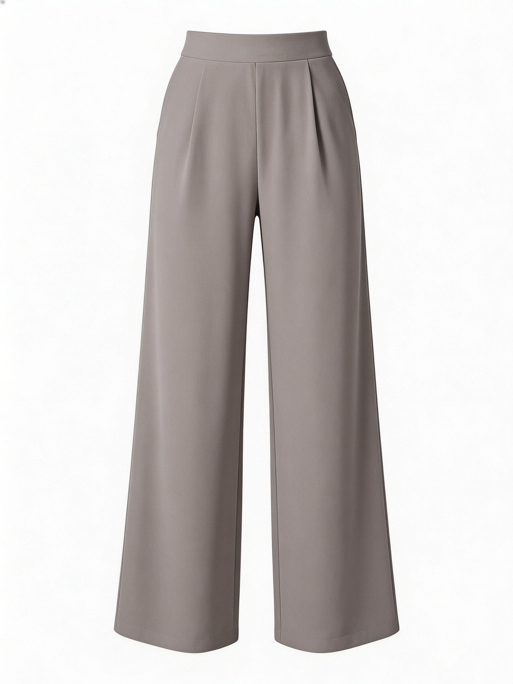Front Pleated High Waist Taupe Wide Leg Pants - Versatile Workwear XW-26906