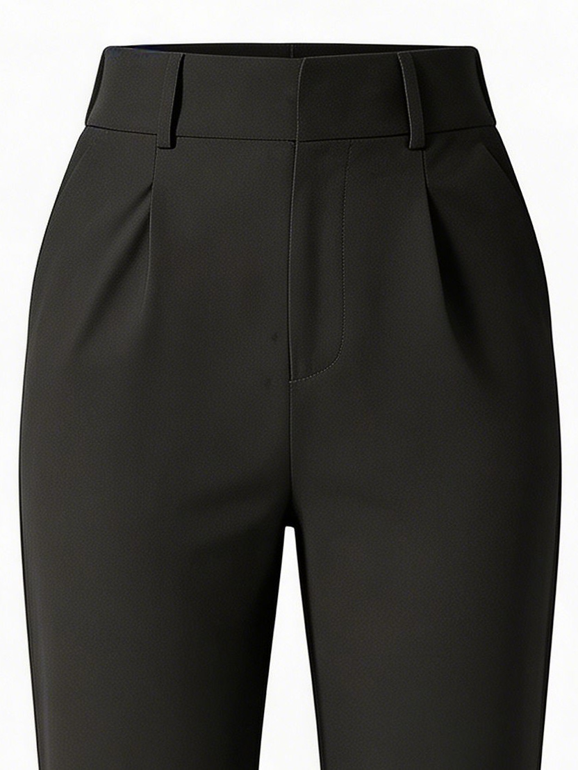 Elegant Black Pleated Straight Leg Pants - Premium Business Casual XW-26907