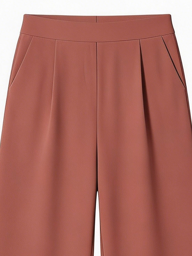 Elegant Terracotta Pleated Wide Leg Pants - Premium Everyday Bottoms XW-26909