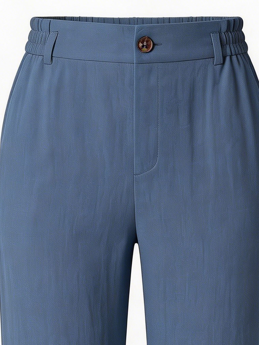 Elegant Blue High Waist Straight Leg Pants - Premium Everyday Bottoms XW-26912