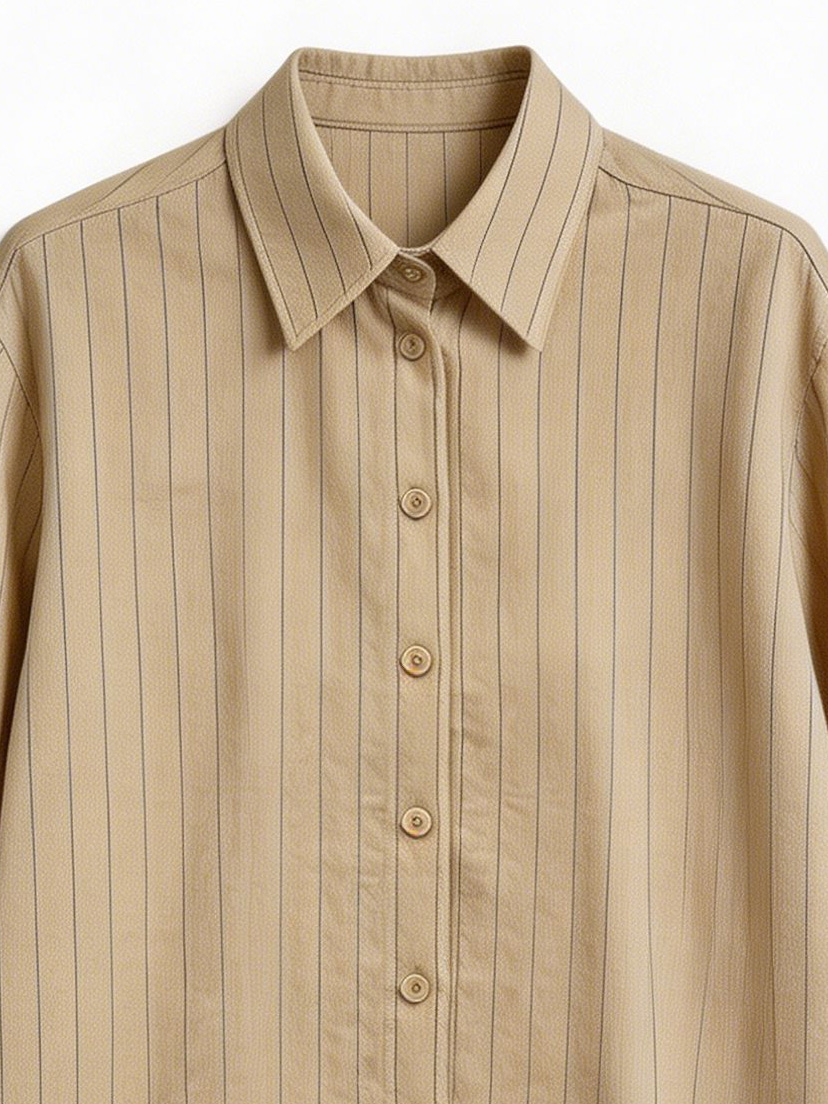 Trending Striped Linen-Blend Two-Piece Set for Women - Office Wear A-43189+A-43190